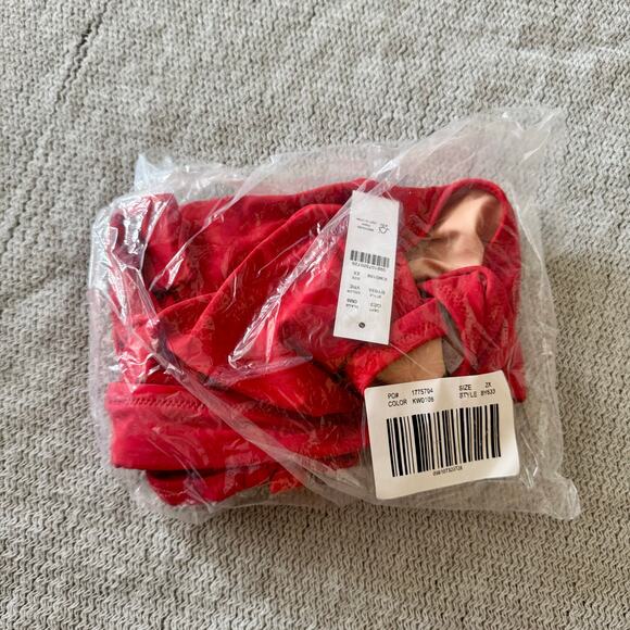 J. Crew Red DD Halter Tie Back Bikini Top - 2X - NWT - Picture 2 of 2